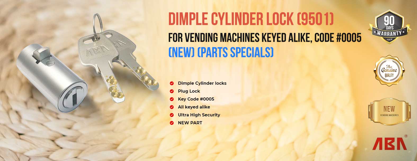 Dimple Plug locks for vending machines keyed alike