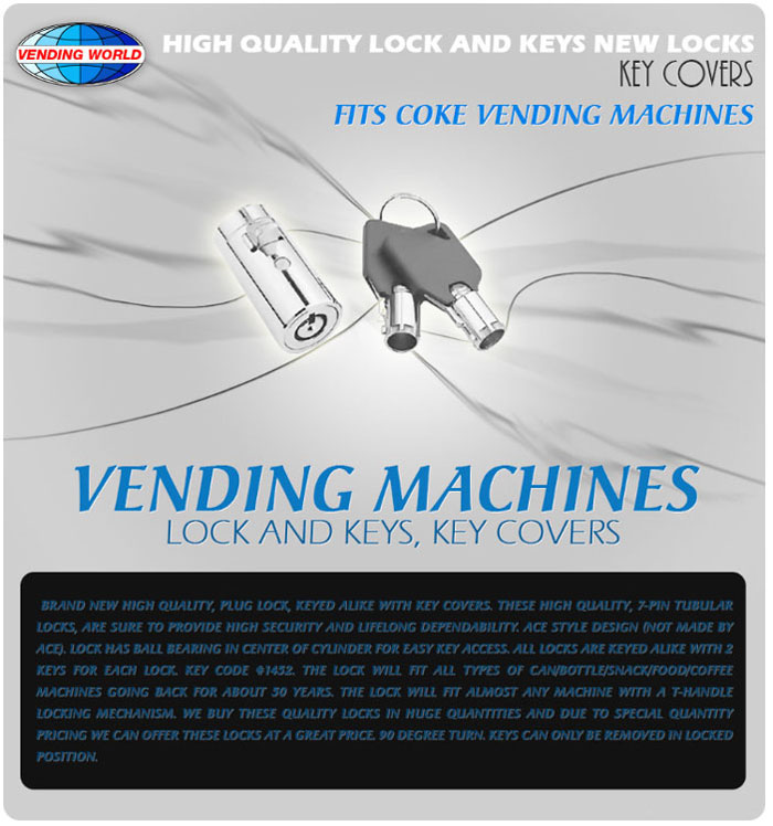 Tubular Plug locks for vending machines with key covers keyed alike