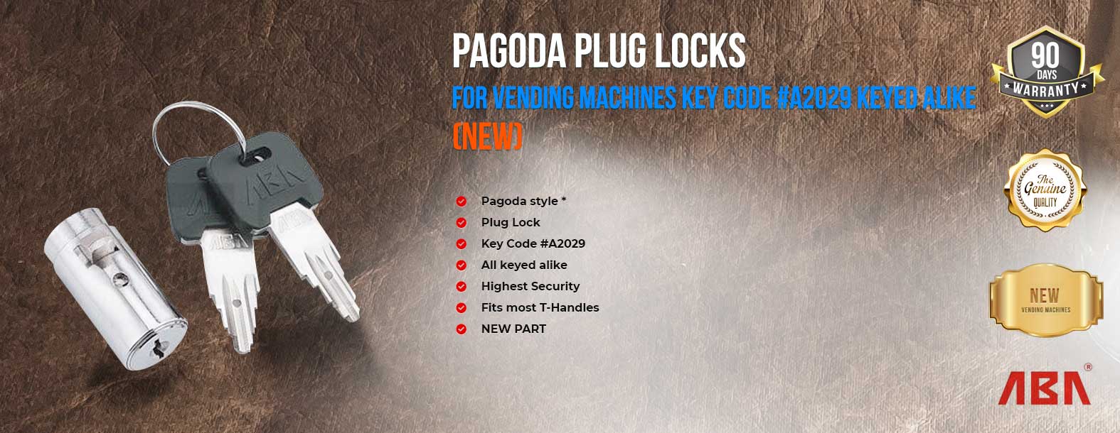 Pagoda Plug locks for vending machines keyed alike