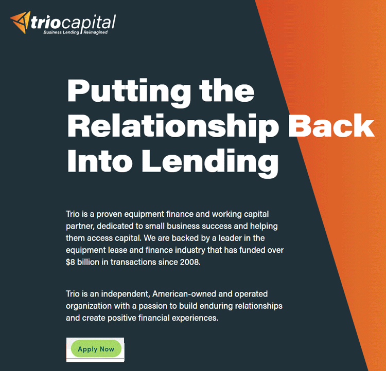 Trio Capital Lease application for financing